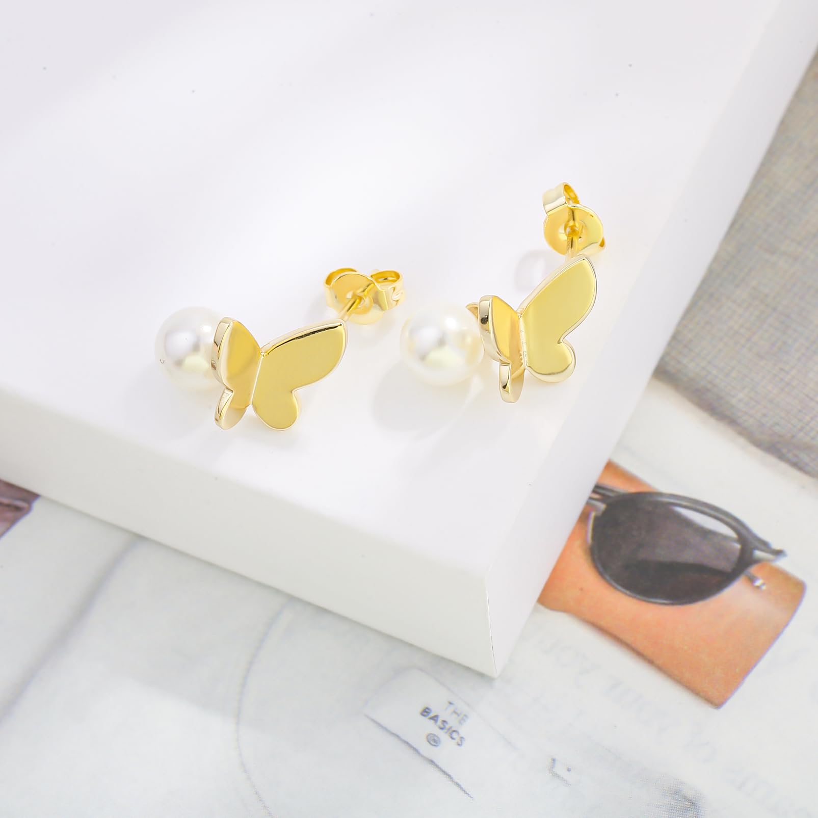ToHeart 14K Butterfly Earrings for Womens Lightweight Minimalist Gold Butterfly Earrings for Womens Handpicked Gifts Bff Birthday - Image 5