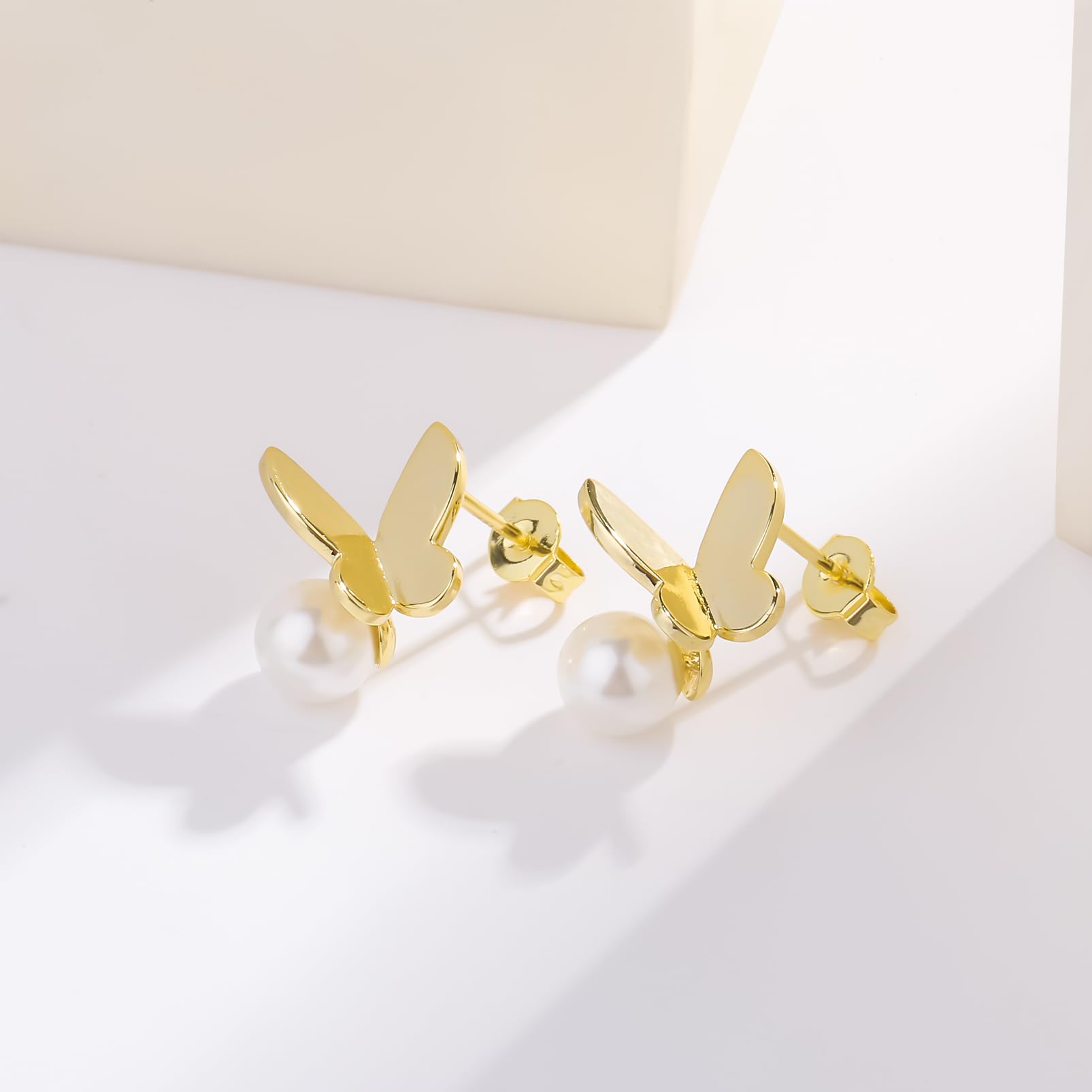 ToHeart 14K Butterfly Earrings for Womens Lightweight Minimalist Gold Butterfly Earrings for Womens Handpicked Gifts Bff Birthday - Image 6