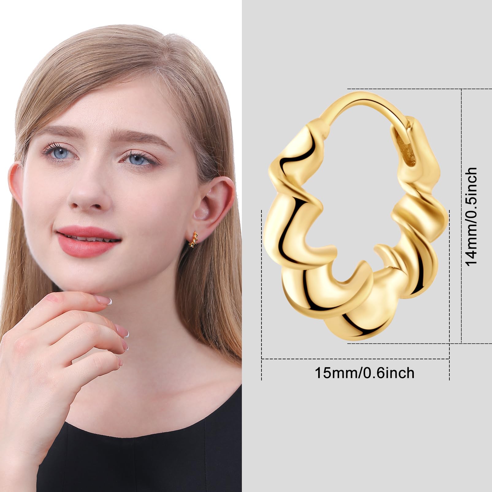 ToHeart 14k Gold Hoop Earrings for Womens Hoop Earrings Gold Plated - Image 3