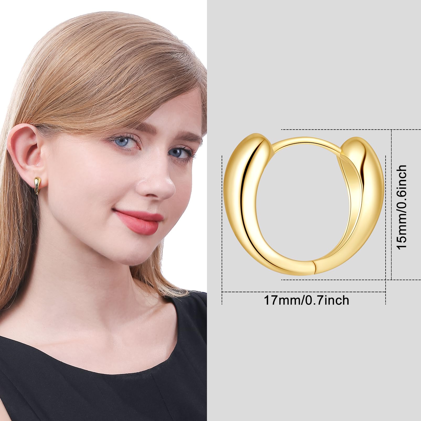 ToHeart 14k Gold Hoop Earrings for Womens Hoop Earrings Gold Plated - Image 3