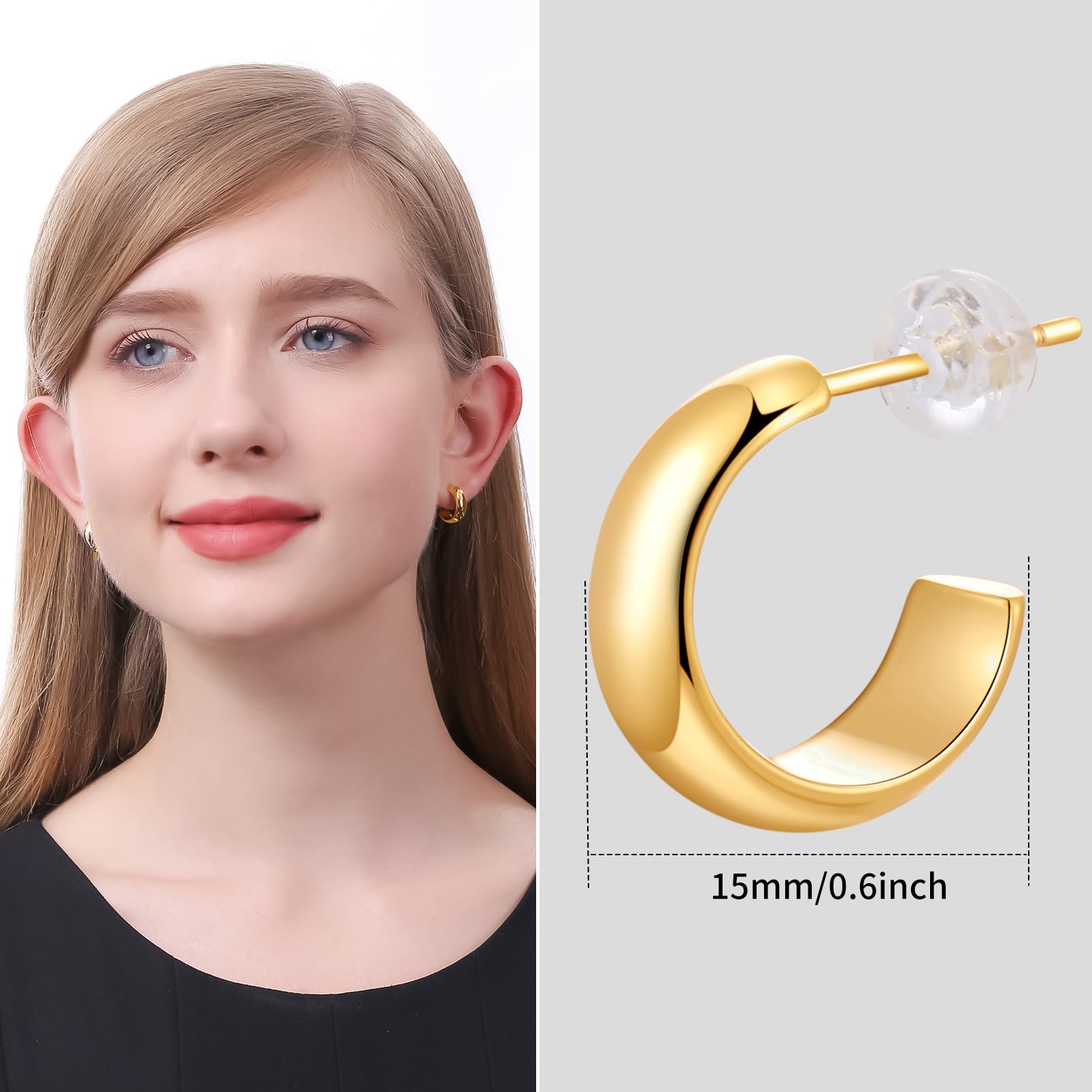 ToHeart 14k Gold Hoop Earrings for Womens Hoop Earrings Gold Plated - Image 3
