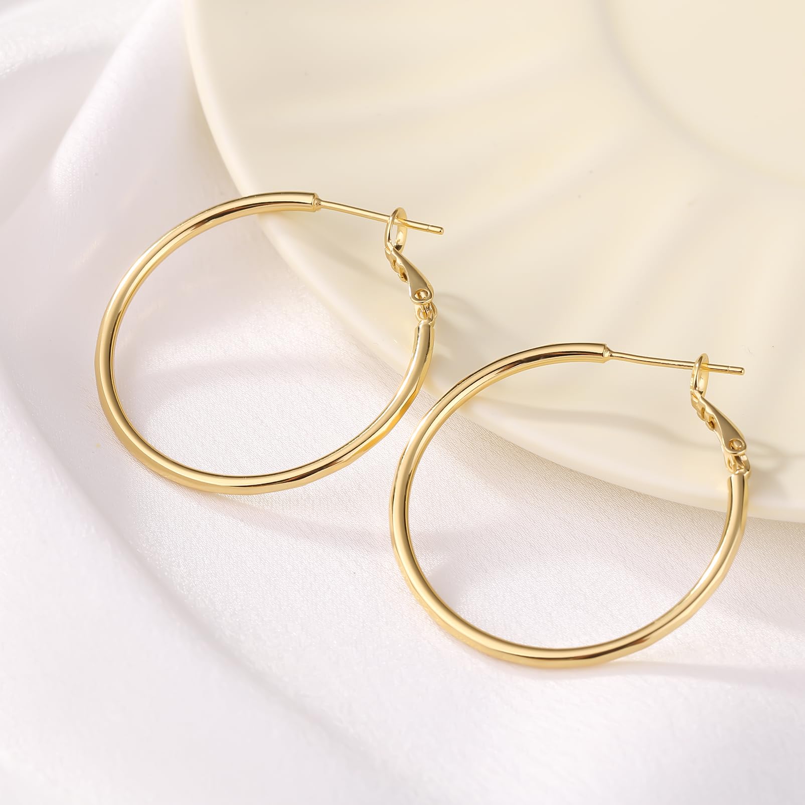 ToHeart 14k Gold Hoop Earrings for Womens Rectangle Hoop Earrings Gold Plated Small Hoops - Image 4