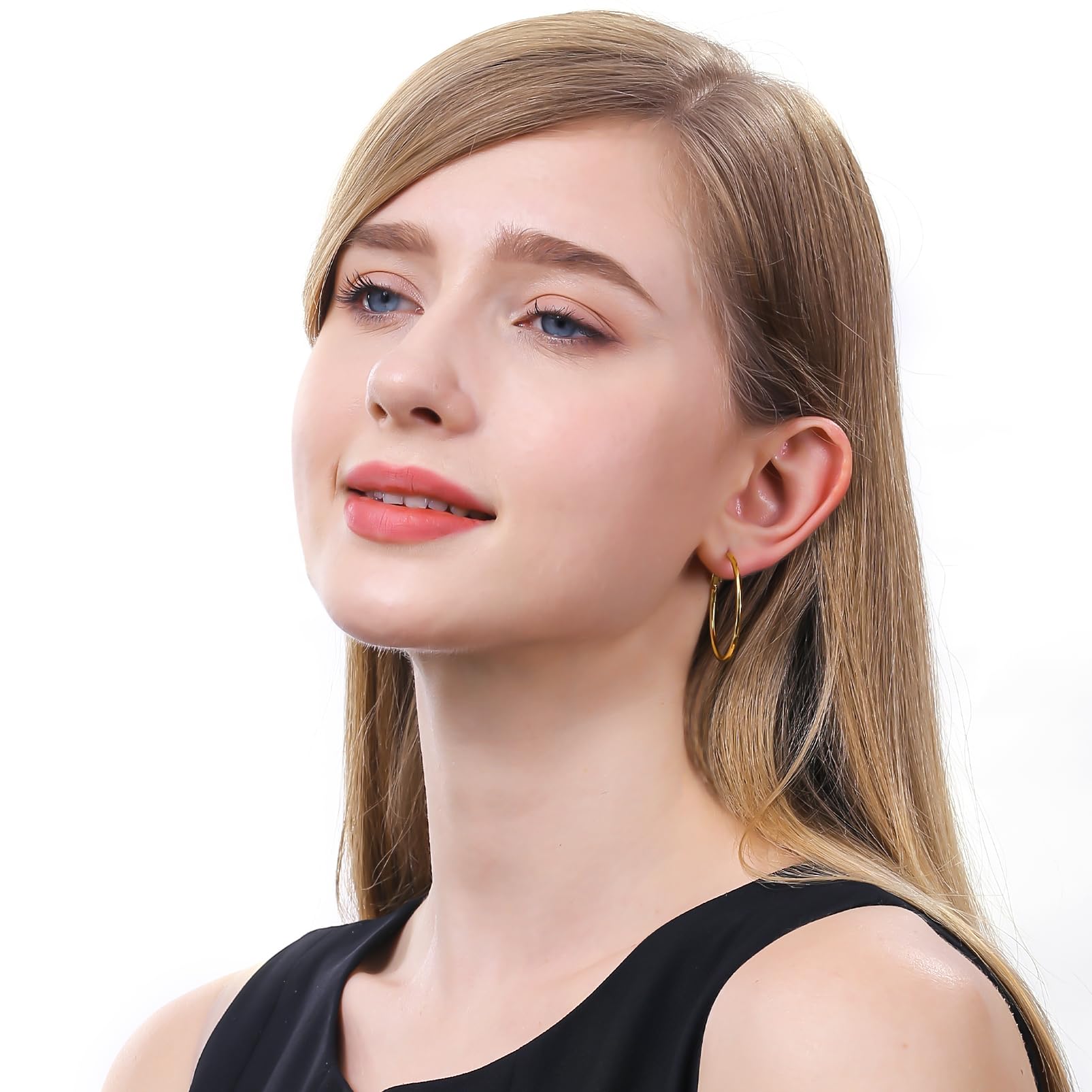 ToHeart 14k Gold Hoop Earrings for Womens Rectangle Hoop Earrings Gold Plated Small Hoops - Image 5