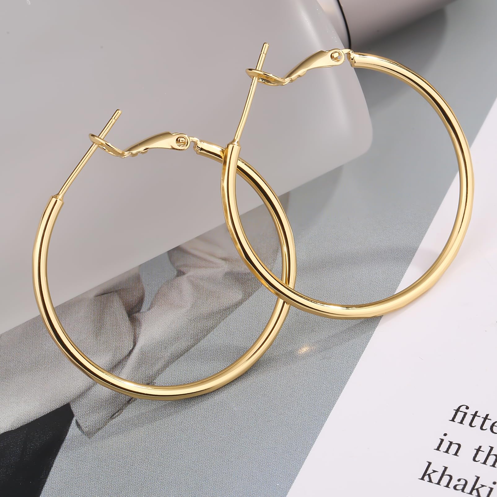 ToHeart 14k Gold Hoop Earrings for Womens Rectangle Hoop Earrings Gold Plated Small Hoops - Image 6
