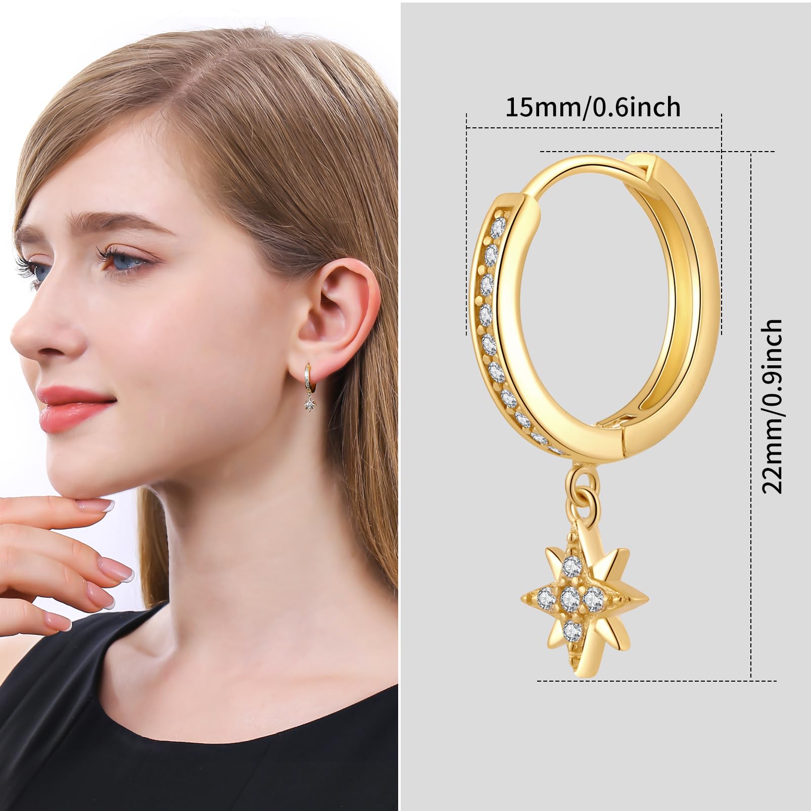 ToHeart Gold Dangle Earrings for Women Sun Hoop Earrings For Women Small Gold Hoop Earrings - Image 3