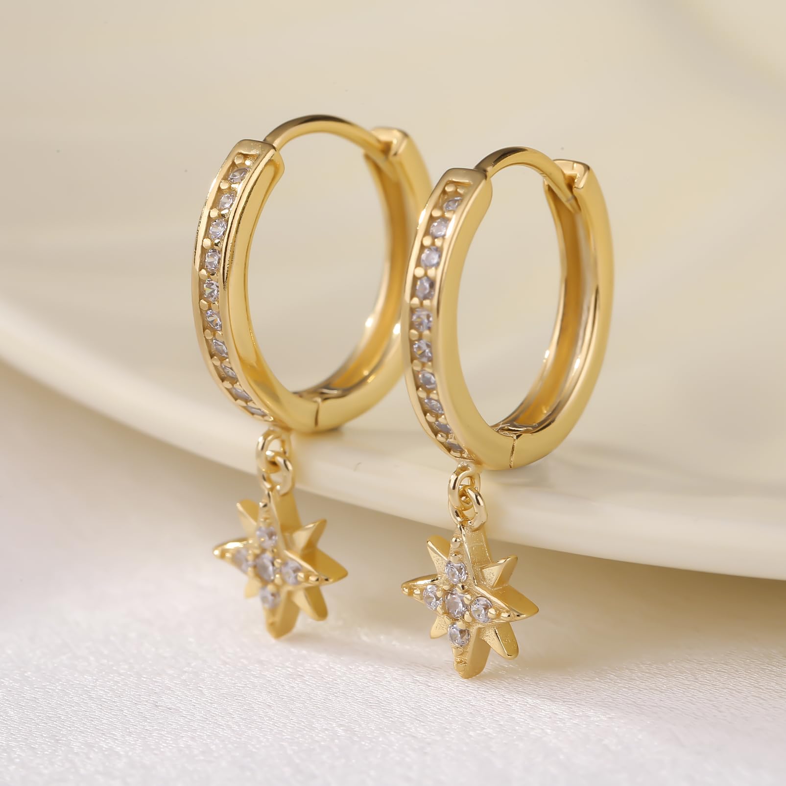 ToHeart Gold Dangle Earrings for Women Sun Hoop Earrings For Women Small Gold Hoop Earrings - Image 4