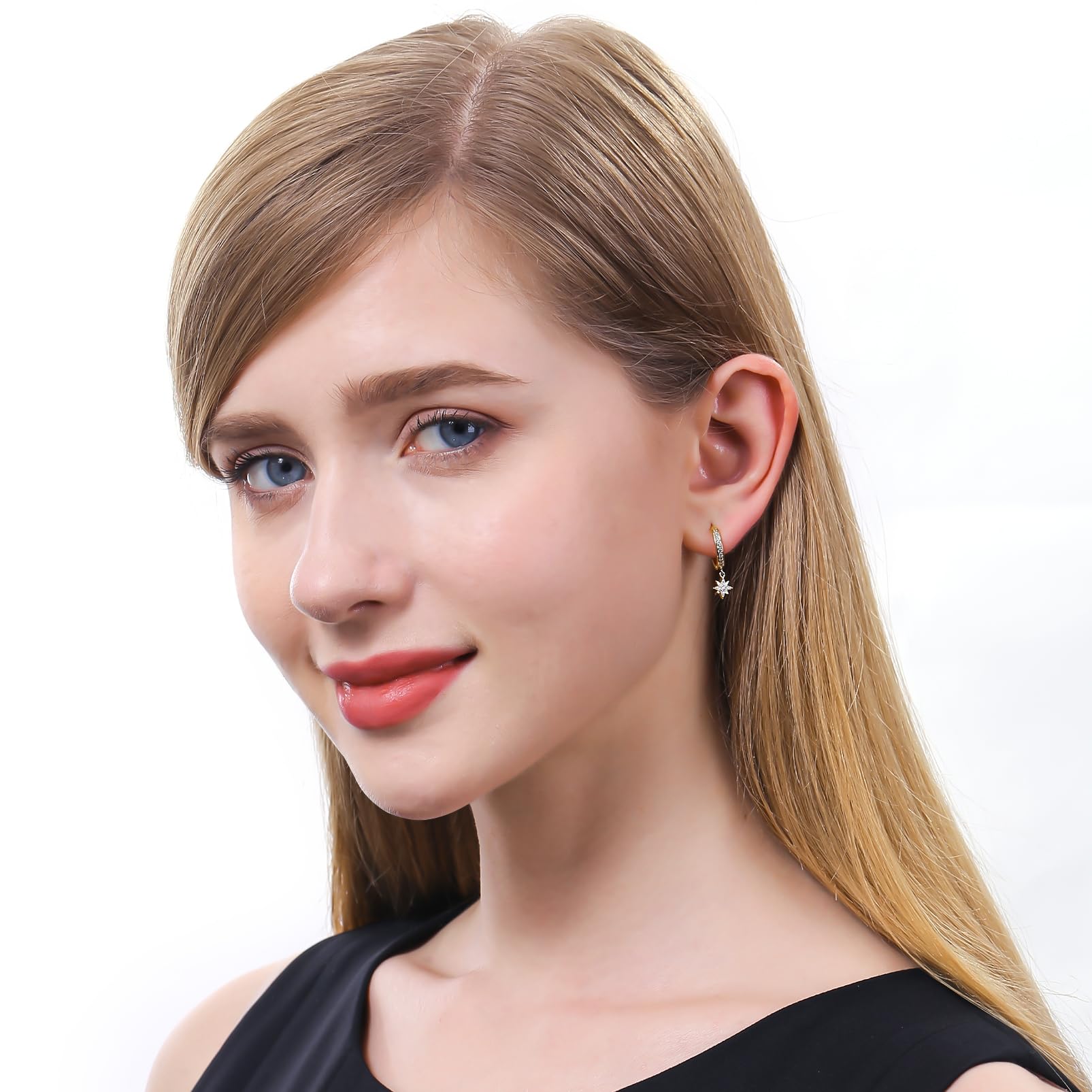 ToHeart Gold Dangle Earrings for Women Sun Hoop Earrings For Women Small Gold Hoop Earrings - Image 5