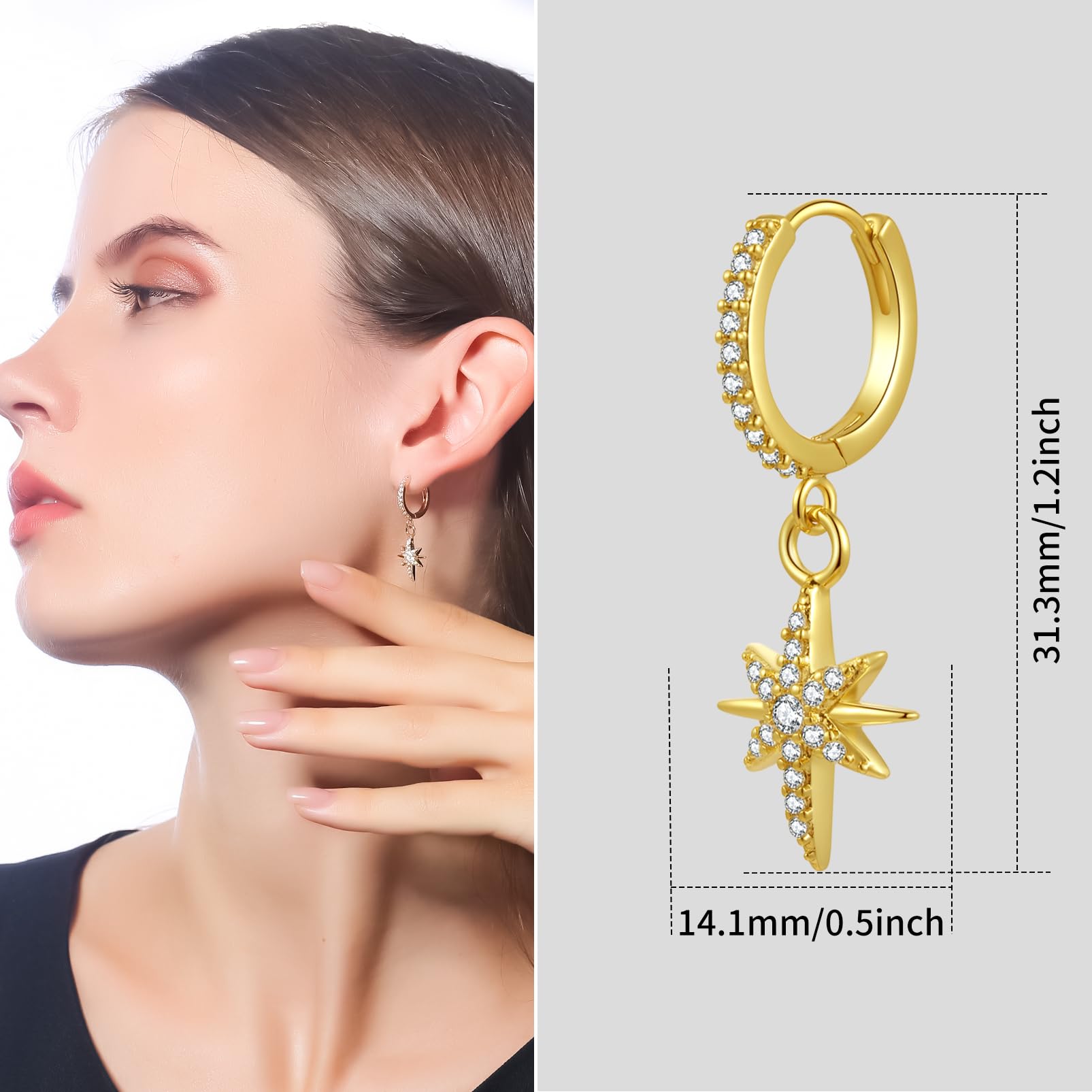 ToHeart Gold Dangle Earrings for Women Sun Hoop Earrings For Women Small Gold Hoop Earrings - Image 3