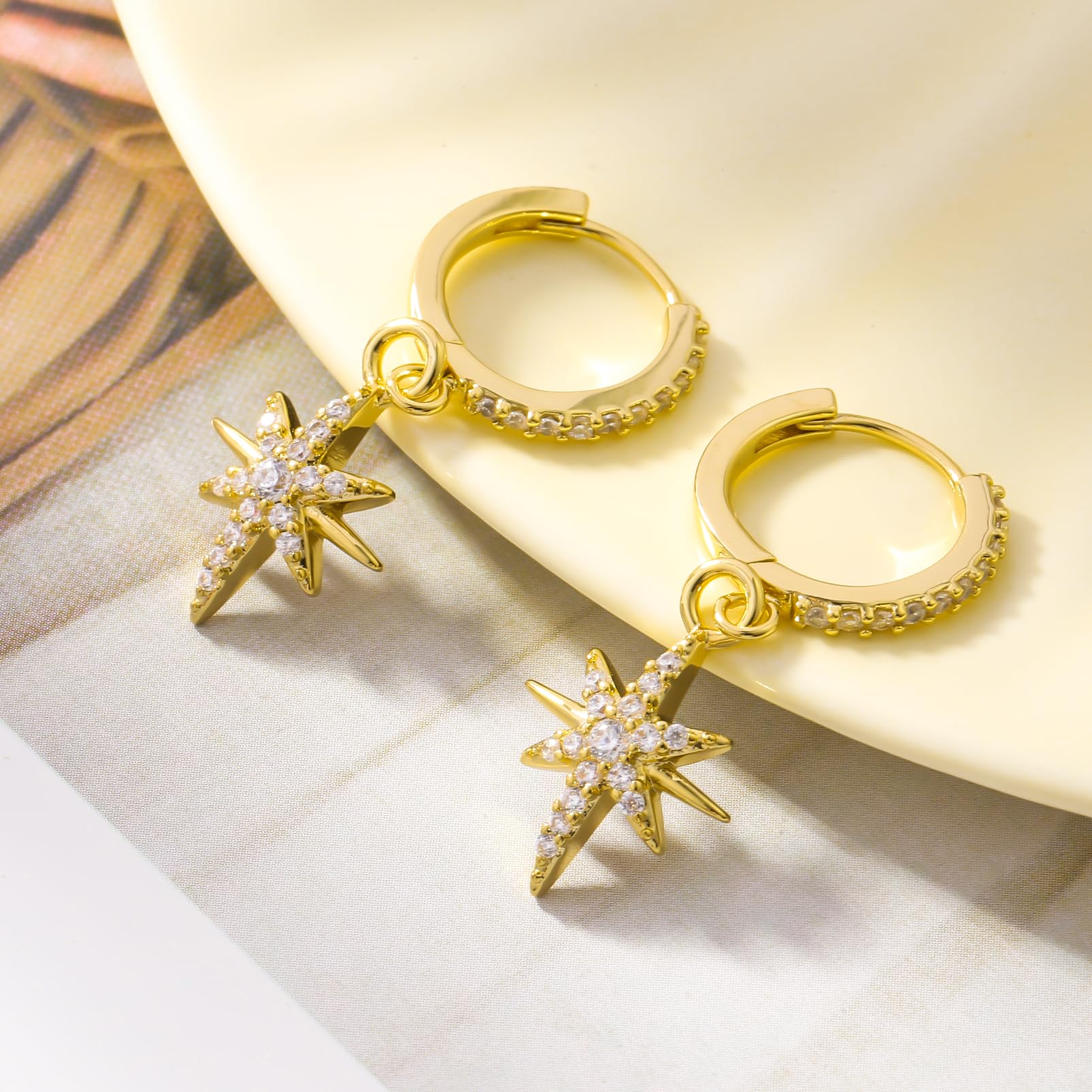 ToHeart Gold Dangle Earrings for Women Sun Hoop Earrings For Women Small Gold Hoop Earrings - Image 5