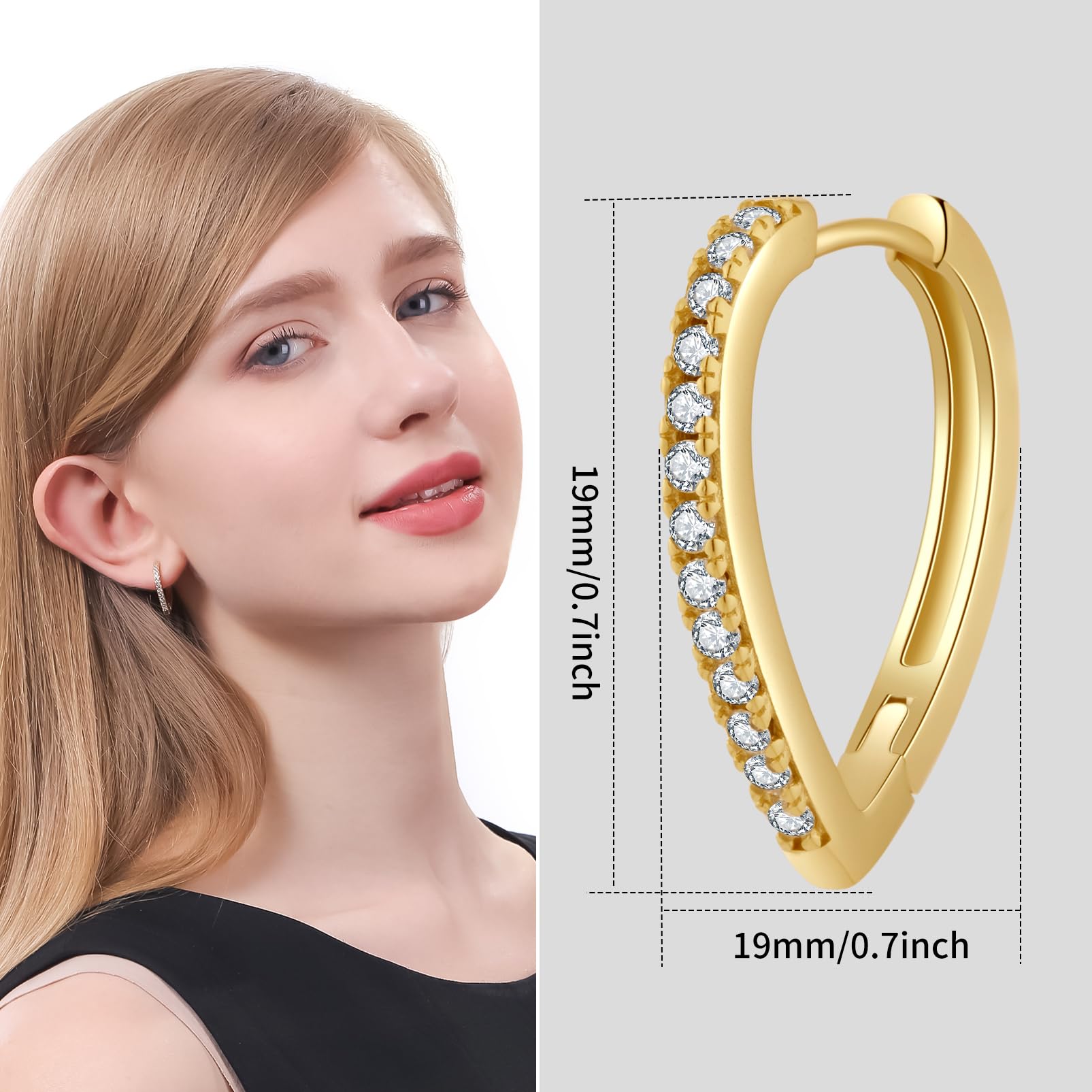 ToHeart Gold Heart Earrings, Hypoallergenic Small For Women Hollow Sweet Love Studs Earrings - Image 3